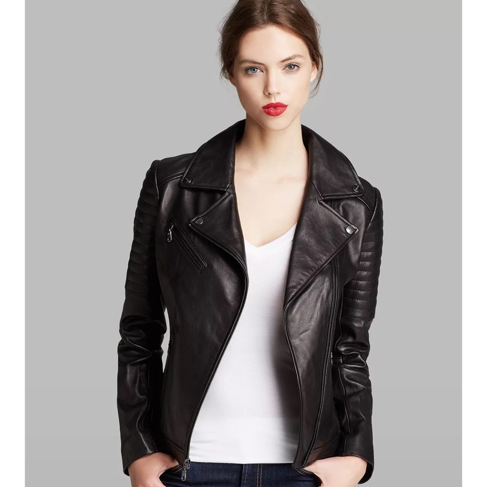 DKNY Genuine Leather Moto Jacket